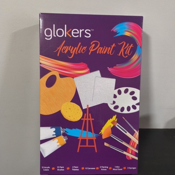 Glokers Acrylic Paint Kit Art Supplies, Palette Canvas Brush & watercolor paint - Picture 2 of 7
